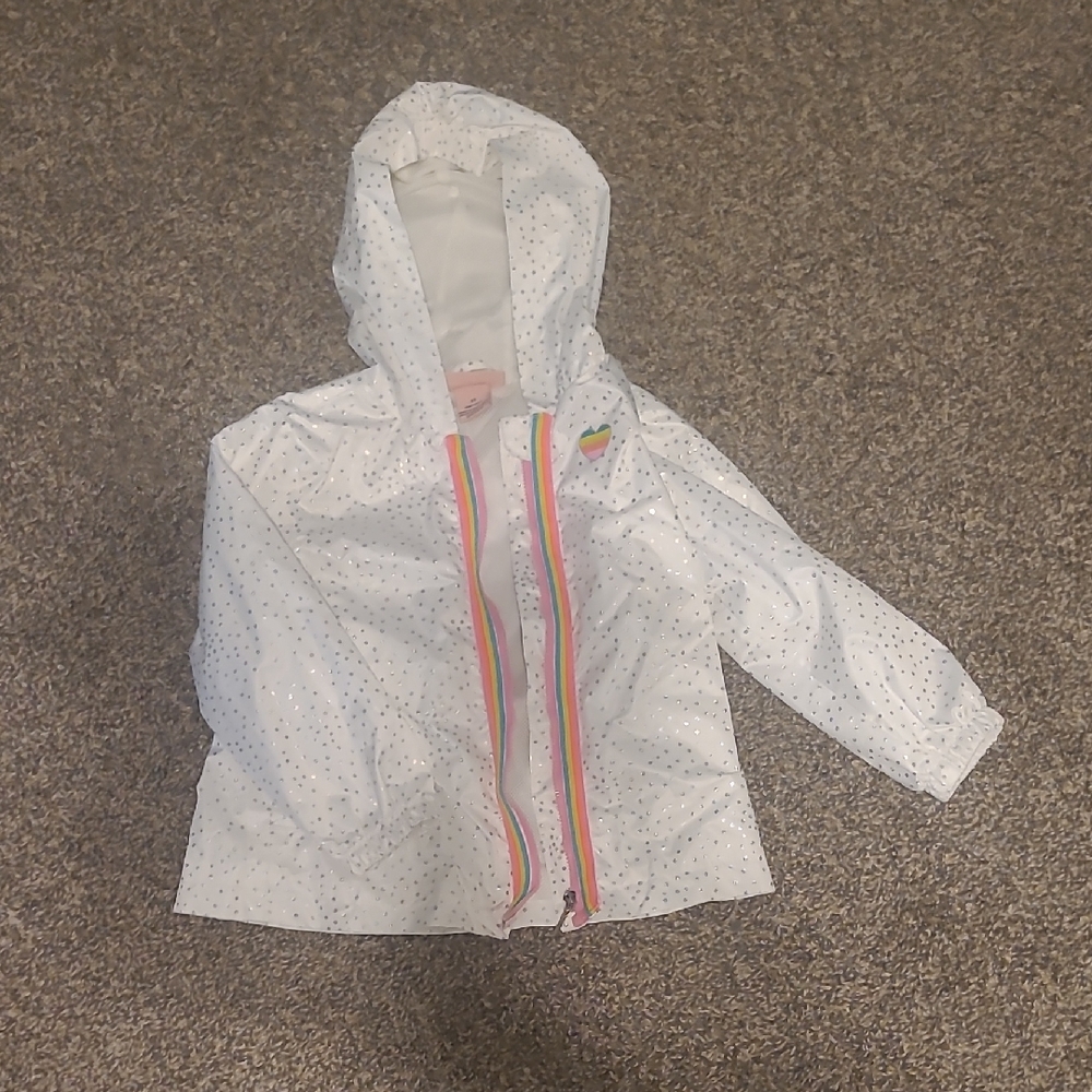 Juicy Couture White Jacket with Silver Dots and Colorful Zipper